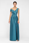 Kay Unger Rowan Column Gown in Ocean Teal