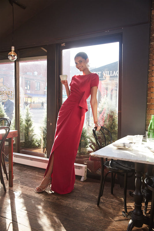Pleated Ruffle Column Gown Kay Unger 5516652