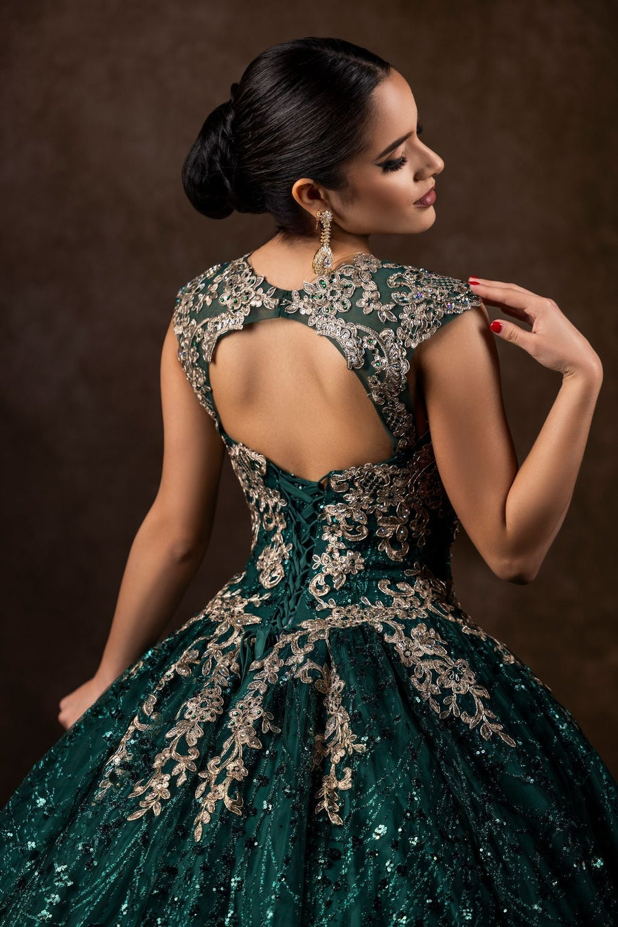Floor Length Cap Sleeve Quinceanera Ball Gown
