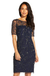 Adrianna Papell AP1E208090 Short Beaded Sheath Cocktail Dress