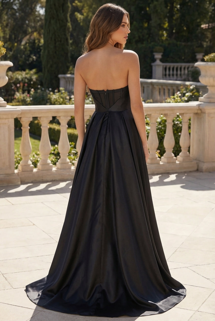 Classic Long Mikado Corset Formal Ball Gown