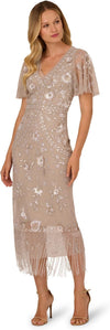 V-Neck Midi Sequin Occasion Fit & Flare Adrianna Papell AP1E212716