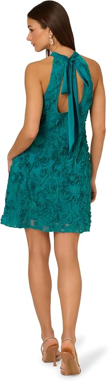 Floral Halter Mesh Cocktail Dress Adrianna Papell ADAE212181