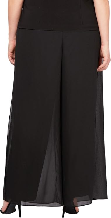 Wholesale Straight Leg Pant with Georgette Split Leg Overlay Alex Evenings 478074