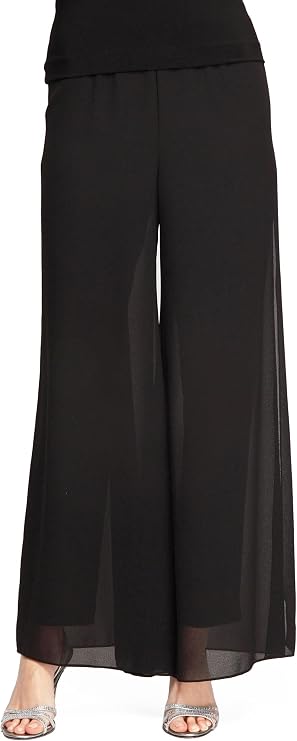 Wholesale Straight Leg Pant with Georgette Split Leg Overlay Alex Evenings 478074