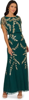 Crew/High-Neck Floor-Length Chiffon Formal Mermaid Adrianna Papell AP2E209917