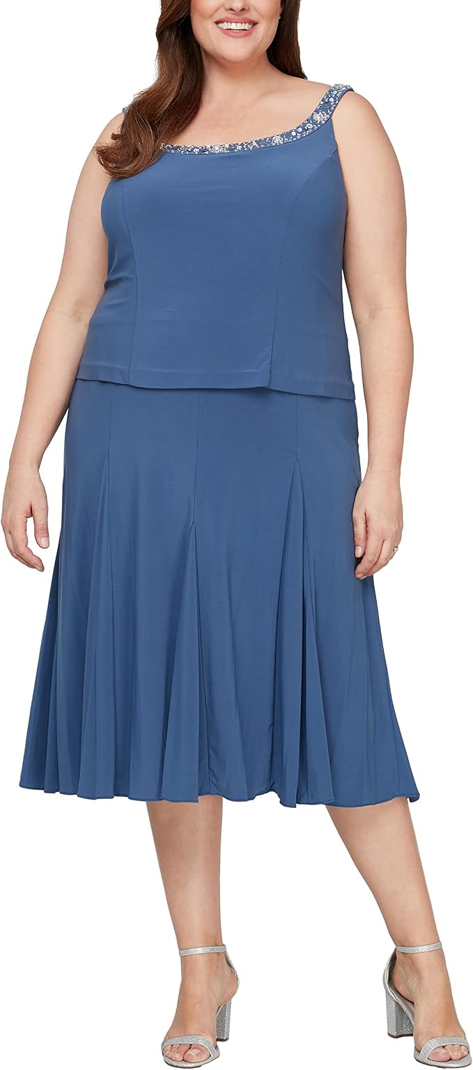 Alex Evenings 435372 Tea Length Jacket Formal Dress