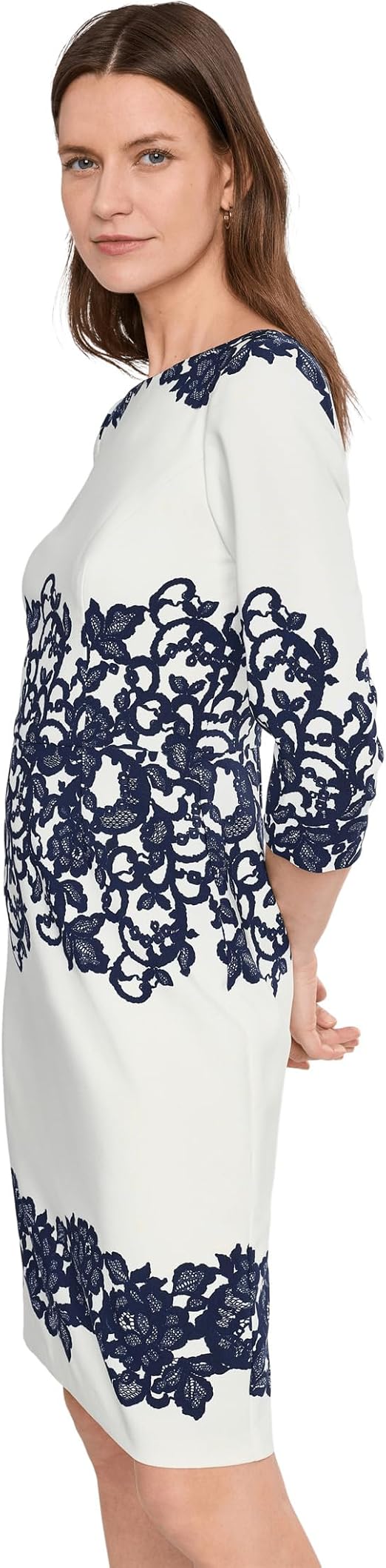 Bateau Knee-Length Lace Formal Sheath Adrianna Papell AP1D105223