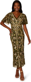 V-Neck Midi Sequin Occasion Fit & Flare Adrianna Papell AP1E211444