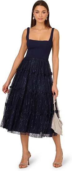 Square Midi Lace Occasion A-Line Adrianna Papell ADAE212024