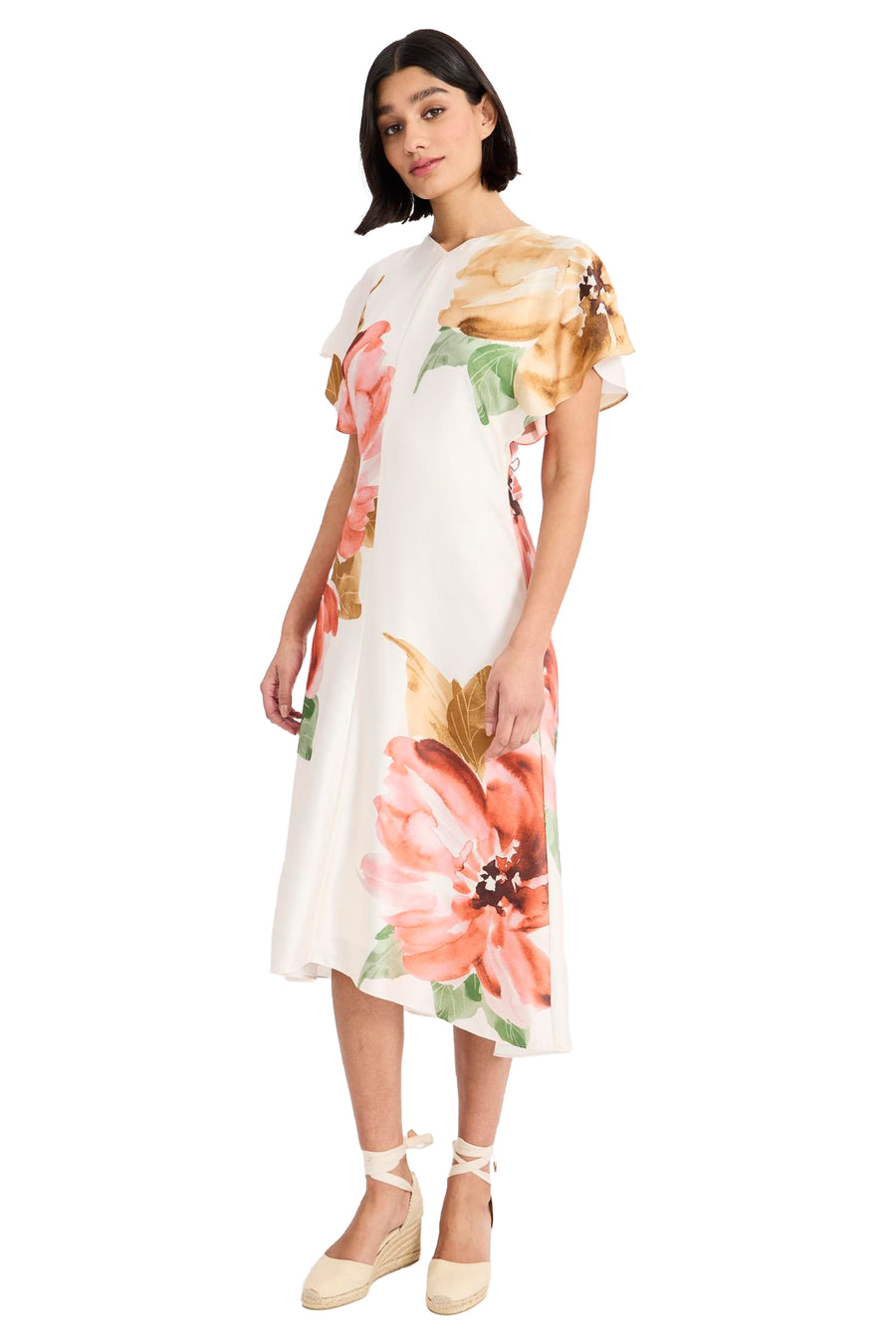 Flutter Sleeve Floral Midi Dress Maggy London G6911M