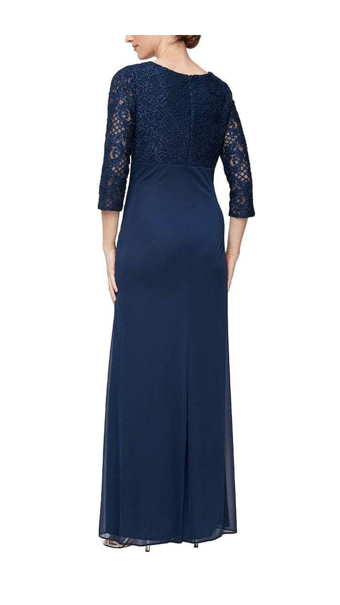 Alex Evenings Scallop Lace Ruched Quarter-Sleeve Gown 81122469 Wholesale