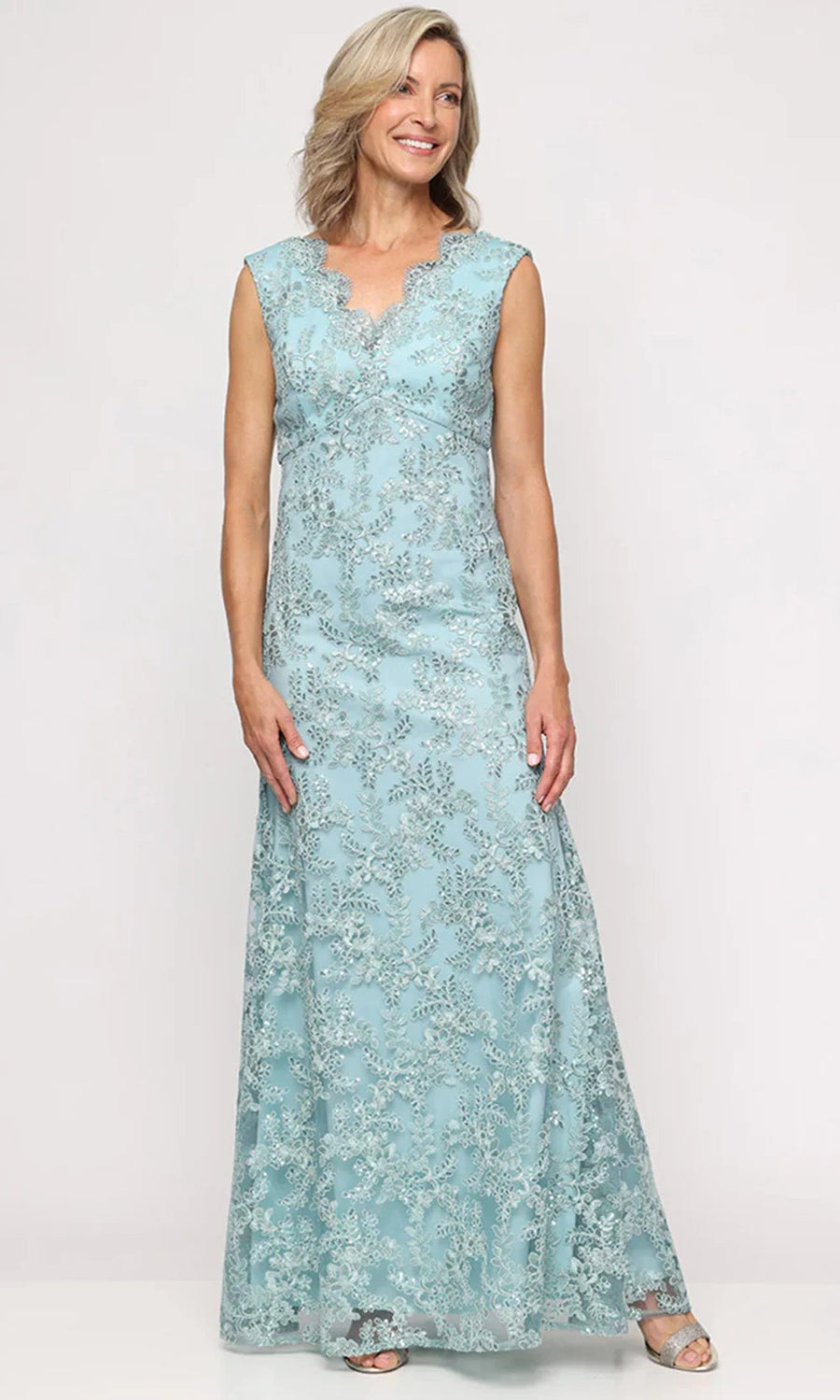 Long Embroidered Empire Waist Dress Alex Evenings 81171938