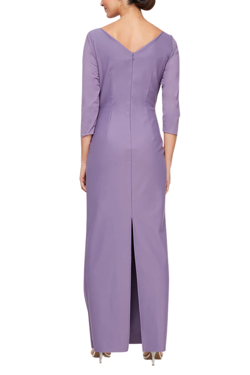 Wholesale Long Contour Collection Dress Featuring SmoothFit Fabric with Surplice Neckline, Cascade Alex Evenings 8134289