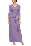 Wholesale Long Contour Collection Dress Featuring SmoothFit Fabric with Surplice Neckline, Cascade Alex Evenings 8134289