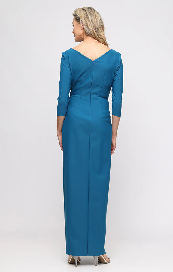 Wholesale Long Stretch Scuba Crepe Dress with Surplice Neckline, Hardware Detail a Alex Evenings 8460611