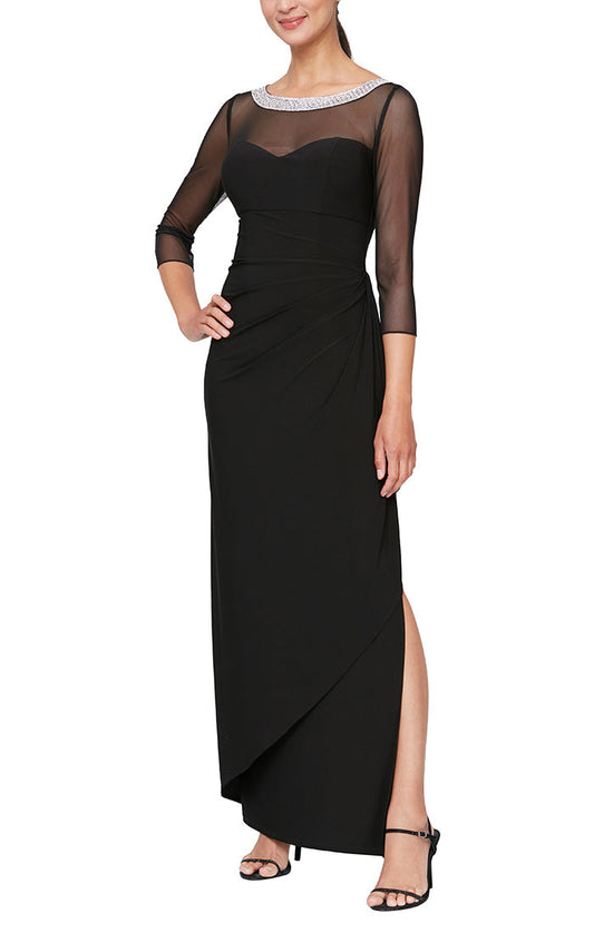 Wholesale Sheath Crepe Dress with Embellished Sweetheart Illusion Neckline and Cascade Detail Skirt Alex Evenings 81351653