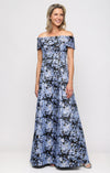 Wholesale Long Printed Jacquard Off the Shoulder Ballgown with Foldover Cuff Neckline and Pockets Alex Evenings 8181260