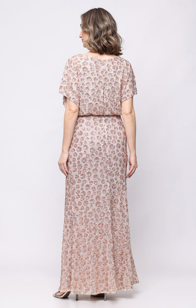 Long V-Neck Sequin Blouson Dress Alex Evenings 81961072