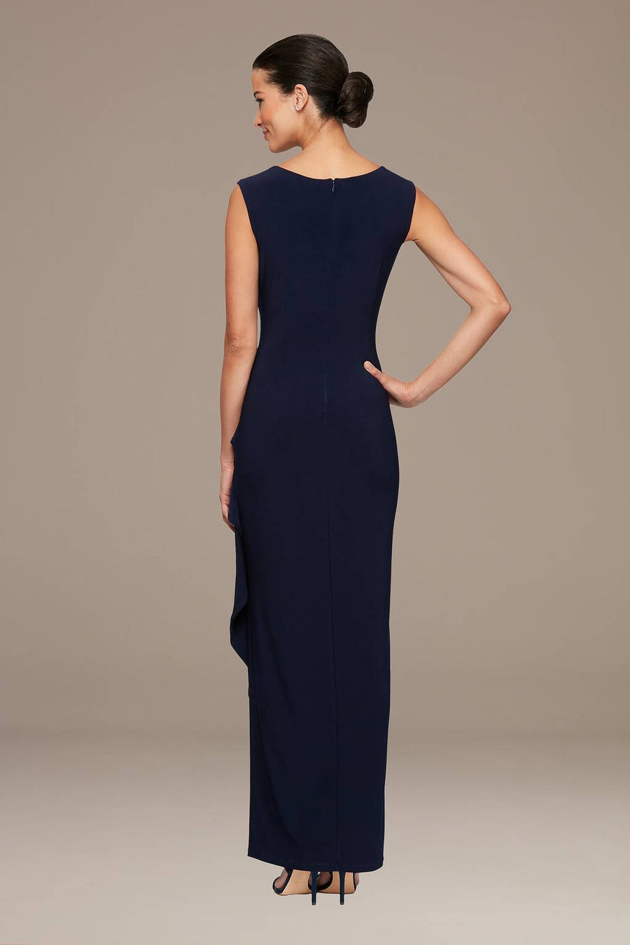 Wholesale Long Sleeveless Crepe Side Ruched Dress with Sweetheart Embroidered Lace Illusion Neckline & Side Slit Alex Evenings 82351473