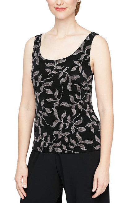 Alex Evenings Scoop Neck twinset - Wholesale - BLACK BUFF - Front without jacket