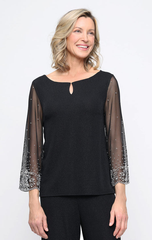 3/4 Sleeve Metallic Knit Blouse Alex Evenings 8327902