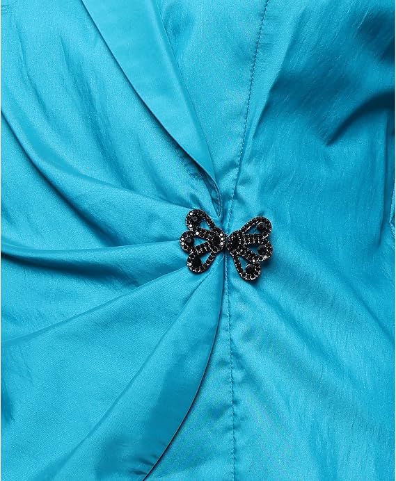 3/4 Sleeve Taffeta Blouse with Collar & Side Closure Alex Evenings 8365369