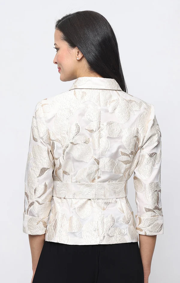 3/4 Sleeve Metallic Jacquard Button Front Blouse Alex Evenings 8381202