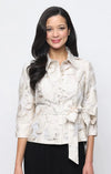 3/4 Sleeve Metallic Jacquard Button Front Blouse Alex Evenings 8381202
