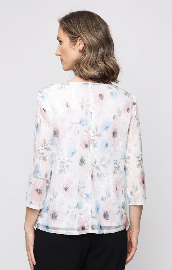 Wholesale 3/4 Sleeve Printed Sequin Mock Twinset with Attached Jacket Alex Evenings 84961034