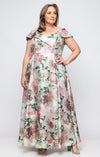 Wholesale Long Off the Shoulder Printed Shimmer Gown with Full Skirt Alex Evenings 8455319