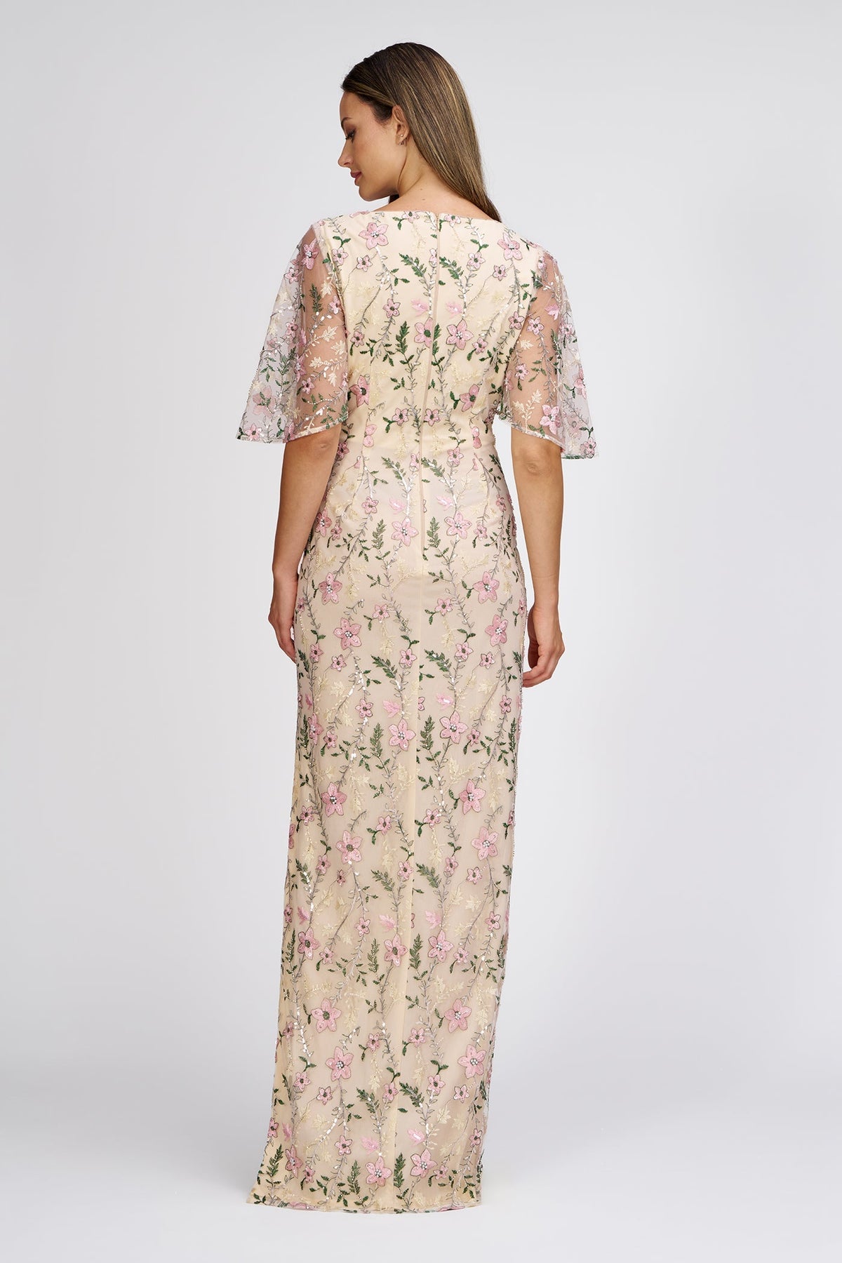 Floral Embroidered Flutter Sleeve Gown JS Collections 86113158 Wholesale