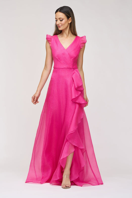 V-Neck Ruffle Organza Gown JS Collections 86113577 Wholesale