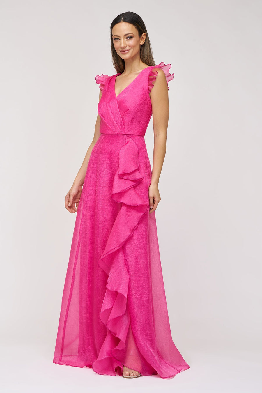 V-Neck Ruffle Organza Gown JS Collections 86113577 Wholesale