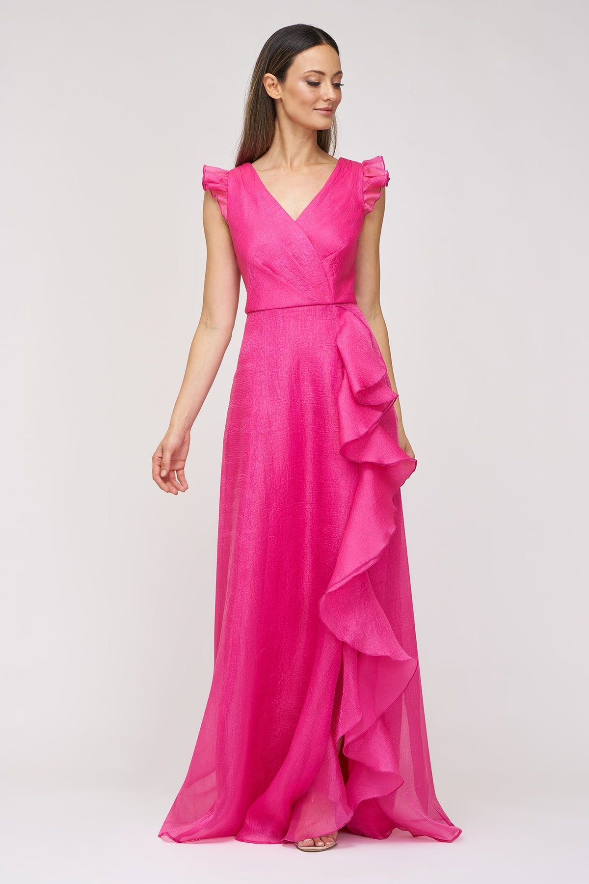V-Neck Ruffle Organza Gown JS Collections 86113577 Wholesale