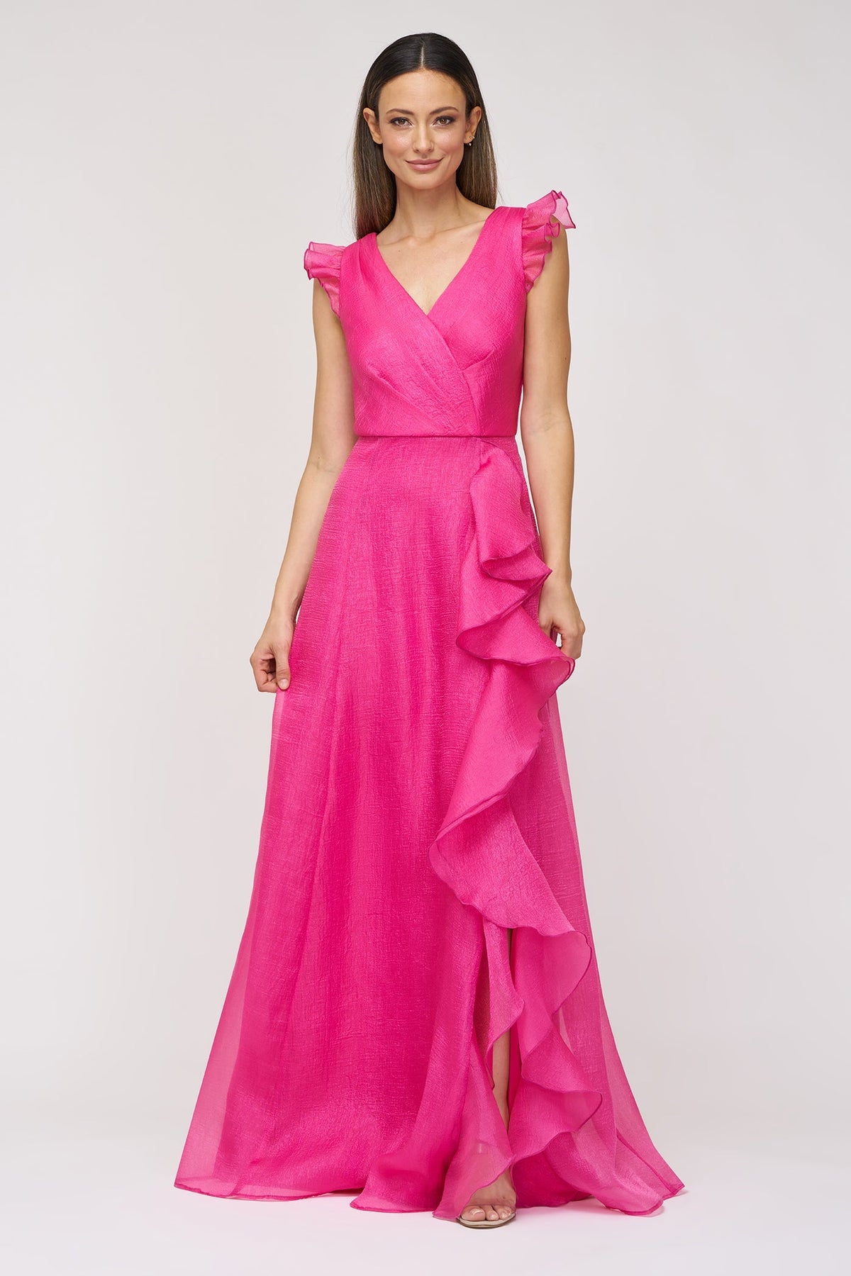 V-Neck Ruffle Organza Gown JS Collections 86113577 Wholesale