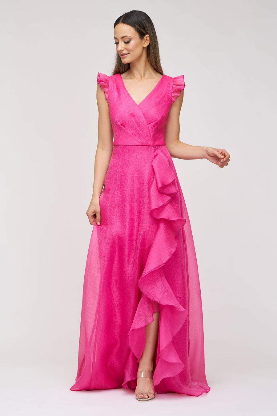 V-Neck Ruffle Organza Gown JS Collections 86113577 Wholesale