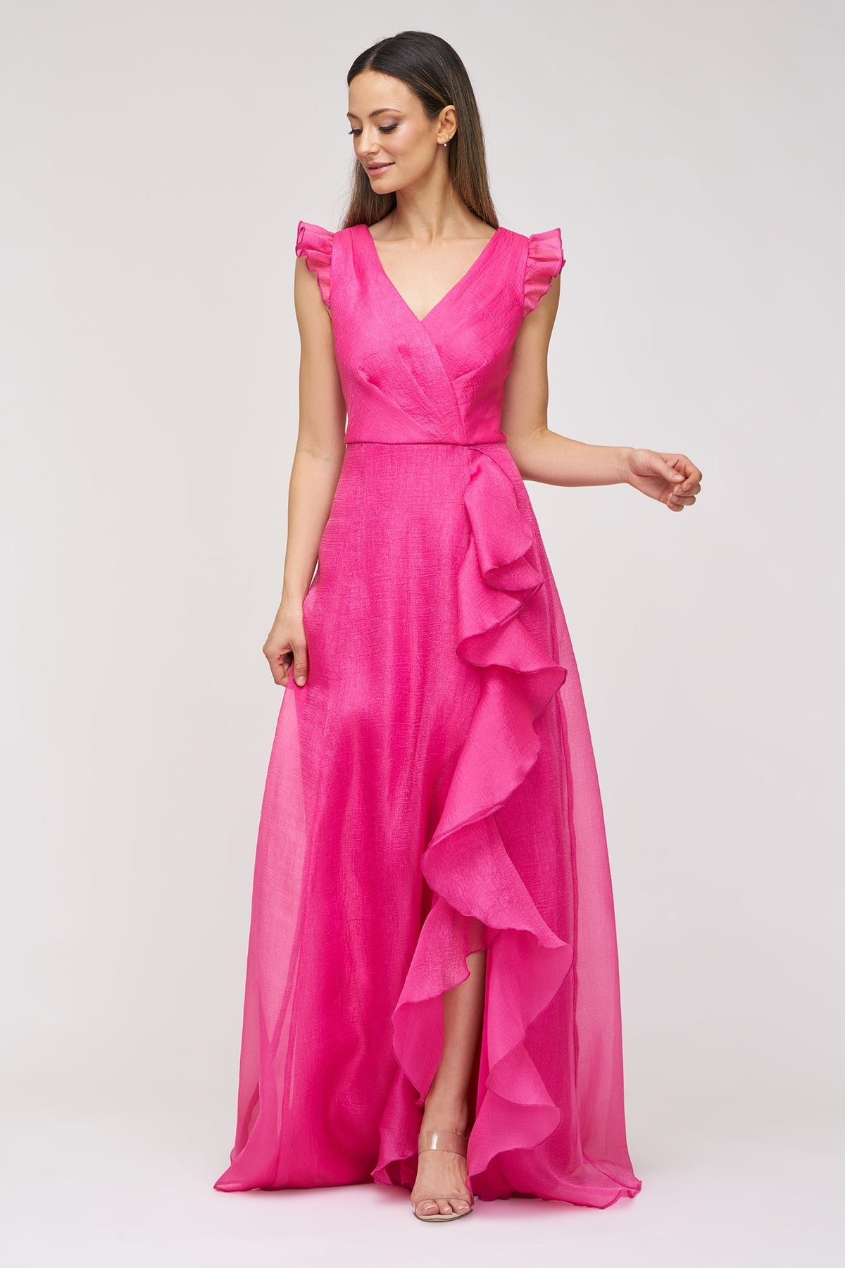 V-Neck Ruffle Organza Gown JS Collections 86113577 Wholesale