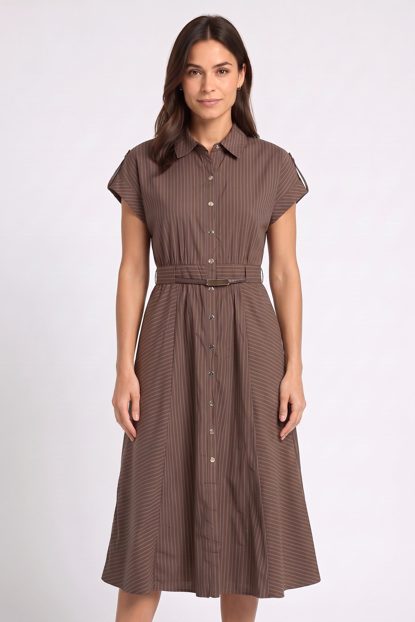 Dolman Sleeve Belted Midi Dress Badgley Mischka BW50397