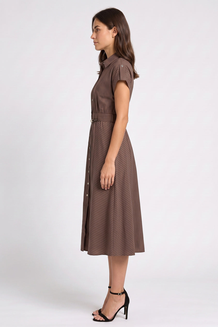 Dolman Sleeve Belted Midi Dress Badgley Mischka BW50397