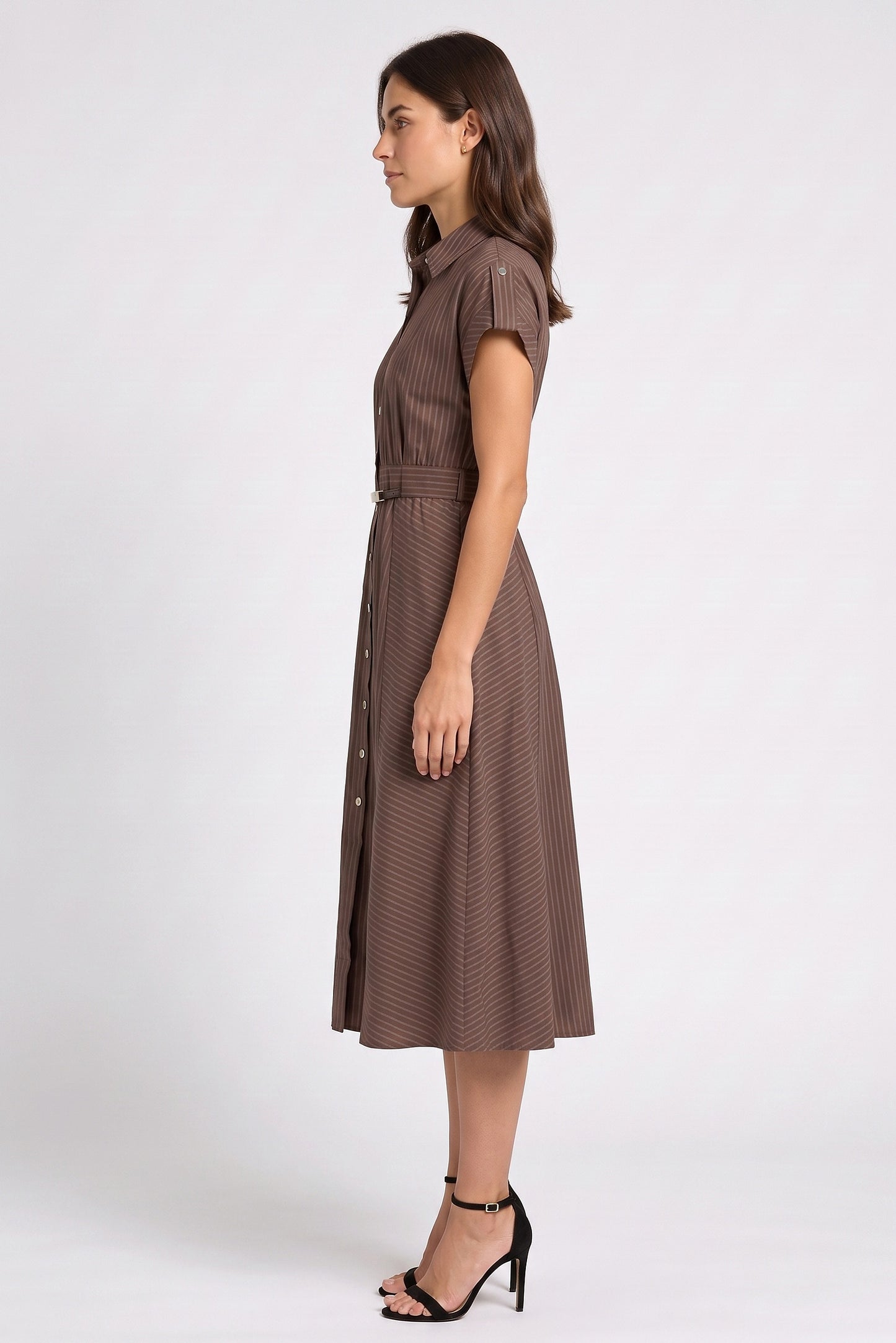 Dolman Sleeve Belted Midi Dress Badgley Mischka BW50397