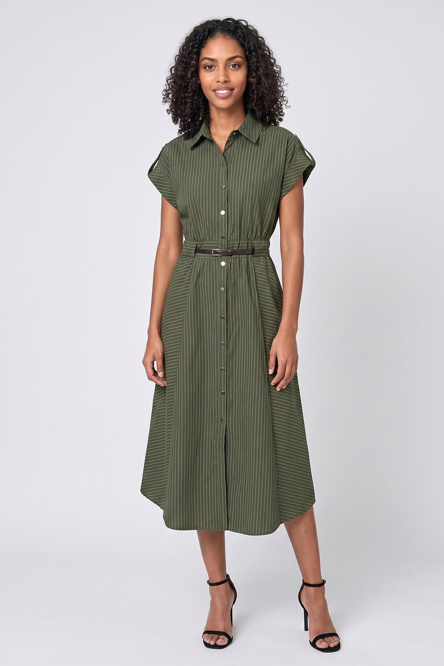 Dolman Sleeve Belted Midi Dress Badgley Mischka BW50397