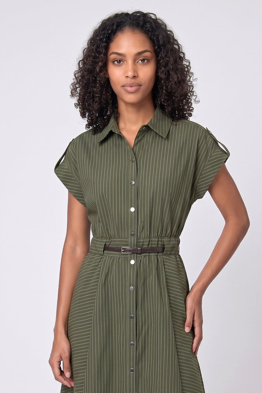 Dolman Sleeve Belted Midi Dress Badgley Mischka BW50397