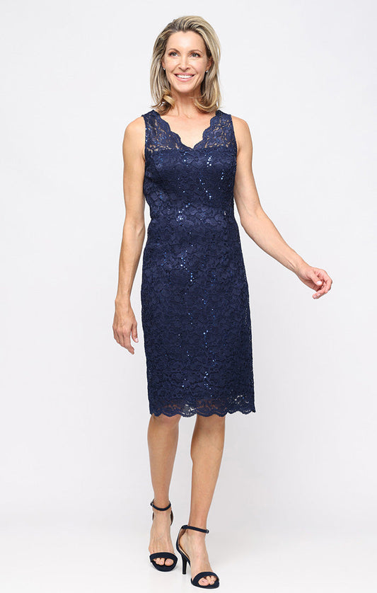V-Neck Lace Bolero Dress SL Fashions 9213128