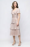 V-Neck Tea-Length Jersey Formal Fit & Flare Dress SL Fashions 9155202