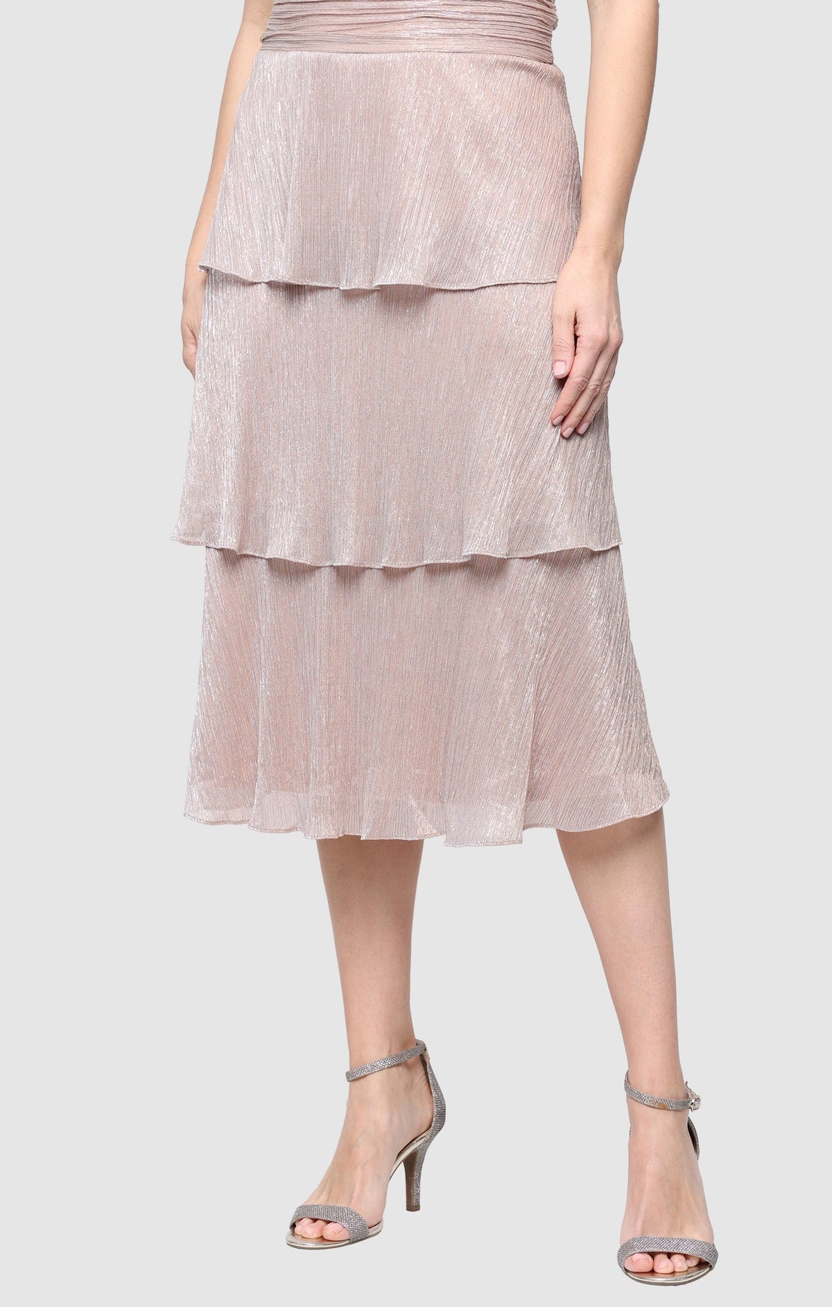 V-Neck Tea-Length Jersey Formal Fit & Flare Dress SL Fashions 9155202