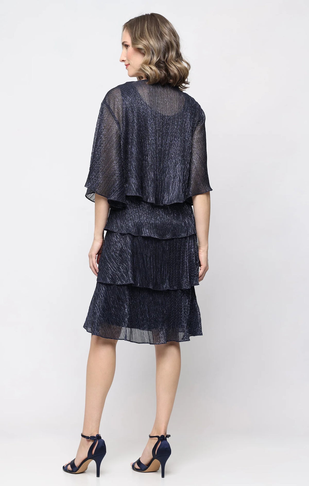 SL Fashions Tiered Beaded Neck Jacket Dress 9155215