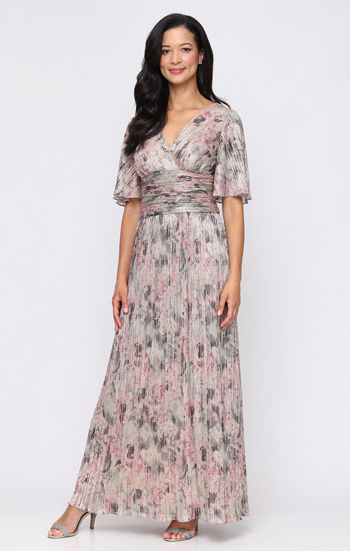 Metallic Mesh Petite A Line Gown SL Fashions 9255256