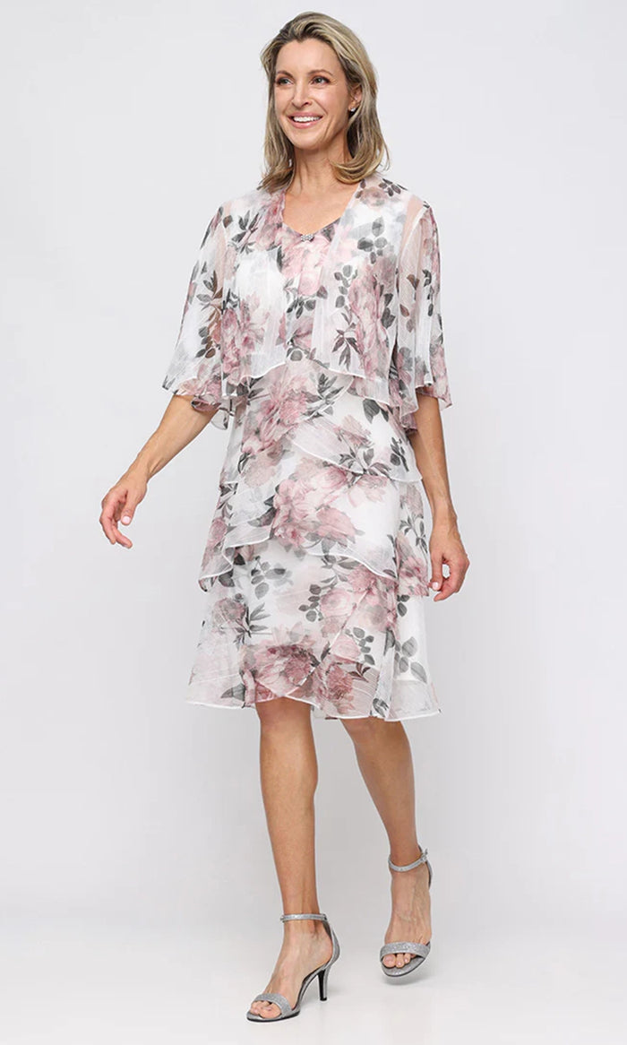 Floral Tiered Jacket Dress SL Fashions 9255286
