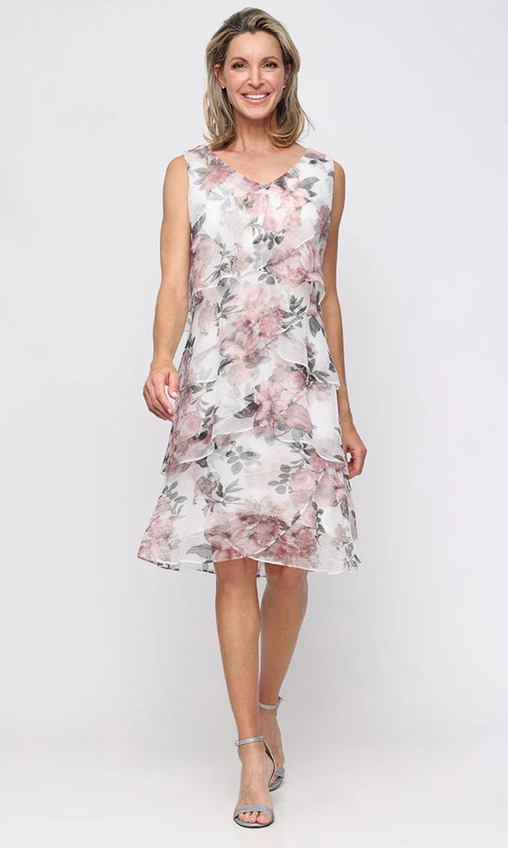 Floral Tiered Jacket Dress SL Fashions 9255286